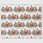 Gezellig Highland Koe Boerderij Dier Vrolijk Kerst Cadeaupapier (Vlak)