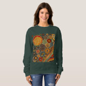 Gezellig Honingraat en Bloemen Patroon Sweatshirt (Voorkant volledig)