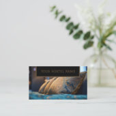 Gezellig hostel bruin blauw foto rustiek oud stijl visitekaartje (Staand voorkant)