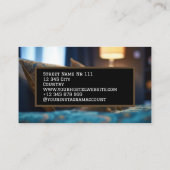 Gezellig hostel bruin blauw foto rustiek oud stijl visitekaartje (Achterkant)