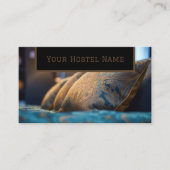 Gezellig hostel bruin blauw foto rustiek oud stijl visitekaartje (Voorkant)