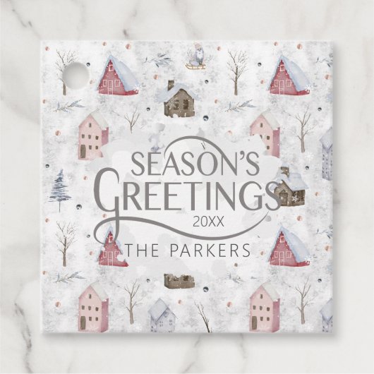 Gezellig Huis Kerstmis Roze ID985 Bedankjes Labels (Voorkant)