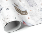 Gezellig Huis Kerstmis Roze ID985 Cadeaupapier (Rol Hoek)