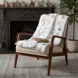 Gezellig Huis Kerstmis Roze ID985 Fleece Deken