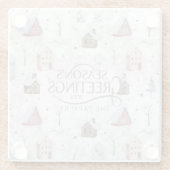 Gezellig Huis Kerstmis Roze ID985 Glazen Onderzetter (Achterkant)