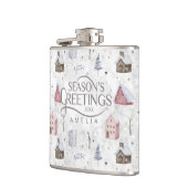 Gezellig Huis Kerstmis Roze ID985 Heupfles (Links)