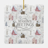 Gezellig Huis Kerstmis Roze ID985 Keramisch Ornament (Achterkant)