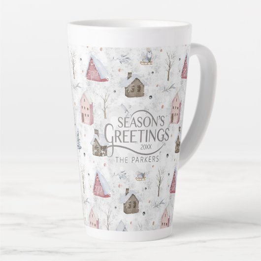 Gezellig Huis Kerstmis Roze ID985 Latte Mok (Rechterhoek)