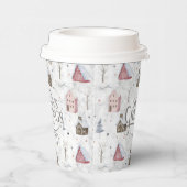 Gezellig Huis Kerstmis Roze ID985 Papieren Bekers (Rechts)