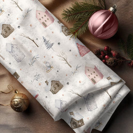Gezellig Huis Kerstmis Roze ID985 Stof