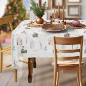 Gezellig Huis Kerstmis Roze ID985 Tafelkleed