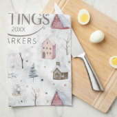 Gezellig Huis Kerstmis Roze ID985 Theedoek (Quarter Fold)