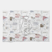 Gezellig Huis Kerstmis Roze ID985 Theedoek (Horizontaal)