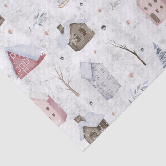 Gezellig Huis Kerstmis Roze ID985 Tissuepapier (Detail)