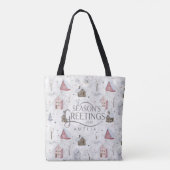 Gezellig Huis Kerstmis Roze ID985 Tote Bag (Achterkant)