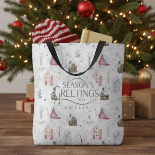Gezellig huis Kerstmis Roze ID985 Tote Bag