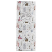 Gezellig Huis Kerstmis Roze ID985 Wijn Cadeautas (Voorkant)