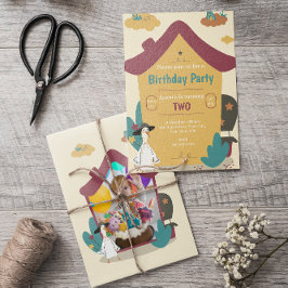 Gezellig huis Kids Verjaardagsfeestfoto Kaart