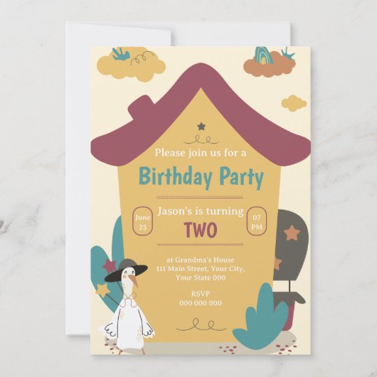 Gezellig Huis Kinderen Verjaardagsfeest Kaart (Voorkant)