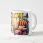 Gezellig huis leesfles — ingelijste wand grote koffiekop (Voorkant rechts)