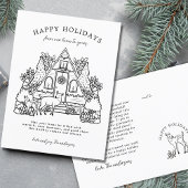 Gezellig huis met herten feestdagenkaart