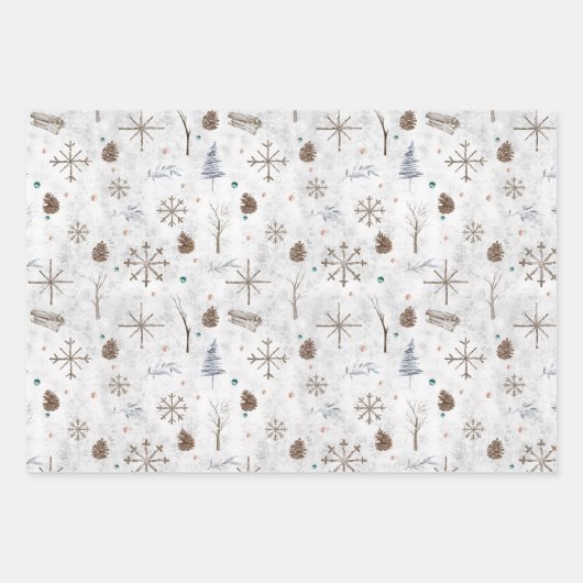 Gezellig Huis Roze/Blauwgroen Twig & Pinecone ID98 Inpakpapier Vel (Voorkant 3)