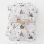 Gezellig Huis Roze/Blauwgroen Twig & Pinecone ID98 Inpakpapier Vel (In situ)