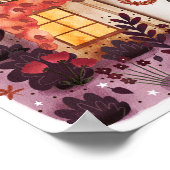Gezellig huisje in de herfst met herfstbladeren poster (Hoek)