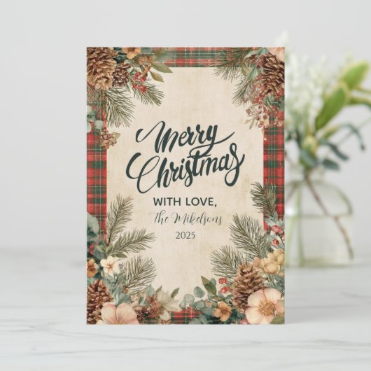 Gezellig huisje kerst feestdagenkaart (Staand voorkant)