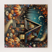 Gezellig huisje met feestelijke pompoenen legpuzzel (Horizontaal)