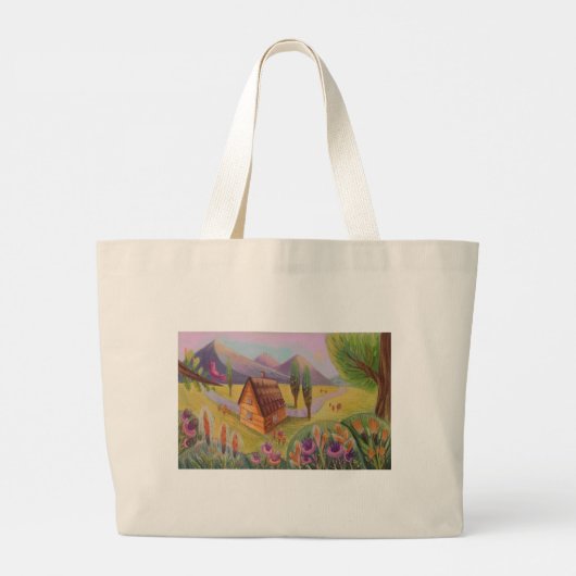 Gezellig huislandschap grote tote bag (Achterkant)