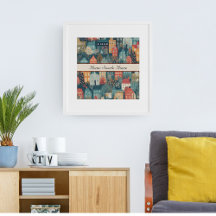 Gezellig Hygge Dorp Noordse Volks Kunst, op maat g