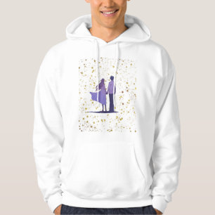 Gezellig in stijl: romantisch stel & gouden glans hoodie