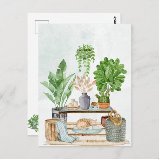 Gezellig interieur met planten briefkaart (Voorkant / Achterkant)