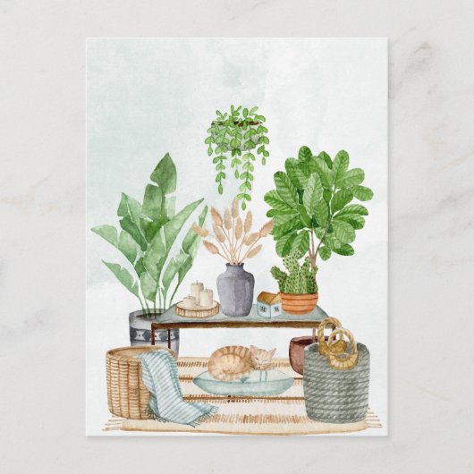 Gezellig interieur met planten briefkaart (Voorkant)