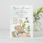 Gezellig interieur met planten open huis kaart (Staand voorkant)