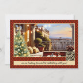 Gezellig Italiaans Balkon Kerstdiner Party Kaart (Achterkant)