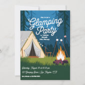 Gezellig kampvuur en tent glamping party kaart (Voorkant)