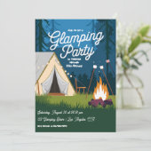 Gezellig kampvuur en tent glamping party kaart (Staand voorkant)