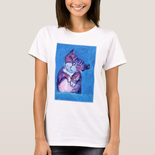 Gezellig kattenschilderij Schattigee katachtige op T-shirt (Voorkant)
