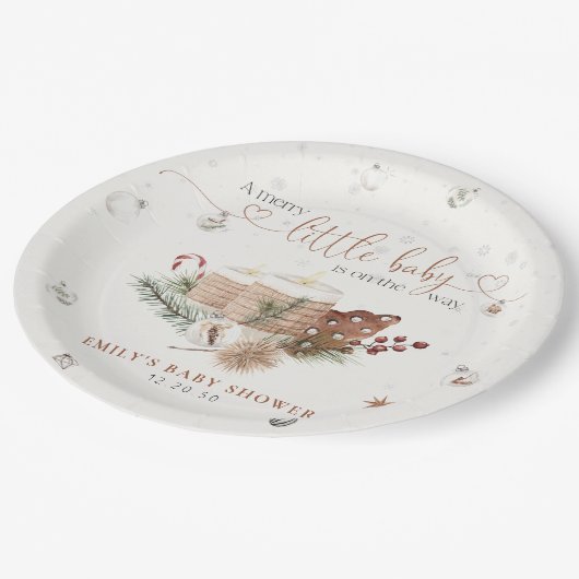 Gezellig Kerst Baby shower Papieren Borden Papieren Bordje (Gekanteld)