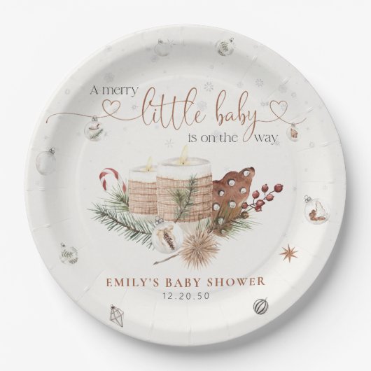 Gezellig Kerst Baby shower Papieren Borden Papieren Bordje (Voorkant)