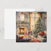Gezellig kerst interieur met open haard en boom feestdagenkaart (Voorkant / Achterkant)