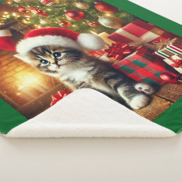 Gezellig Kerst Kitten grote Sherpa Deken