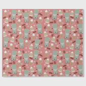 Gezellig Kerst Koffie Patroon Cadeaupapier (Vlak)