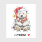 Gezellig Kerst Pet Polar Beer met Rode Sjaal Sticker (Vel)