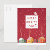 Gezellig kerstdorp - een vrolijk winterwonderland feestdagenkaart (Voorkant / Achterkant)