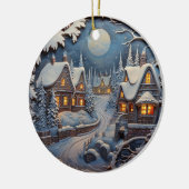 Gezellig kerstdorp keramisch ornament (Links)