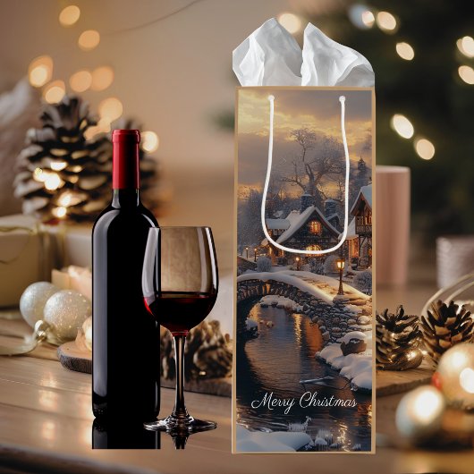 Gezellig kerstdorp winterscène medium cadeauzakje