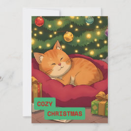 Gezellig kerstfeest met een Schattigee kat Feestdagenkaart